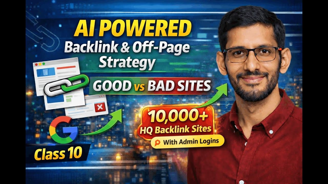 Blogging & SEO Class 10: AI Powered Off-Page SEO & Backlinks (Good vs Bad Sites + Anchor Text)